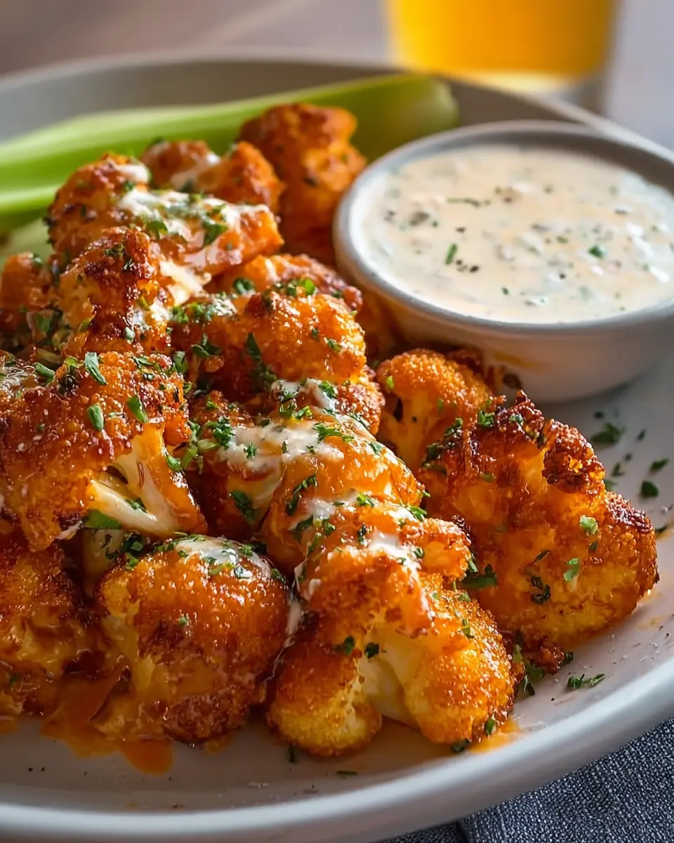Healthy Game Day Crispy Buffalo Cauliflower Appetizer